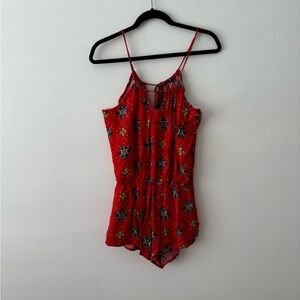 Red Floral Romper
